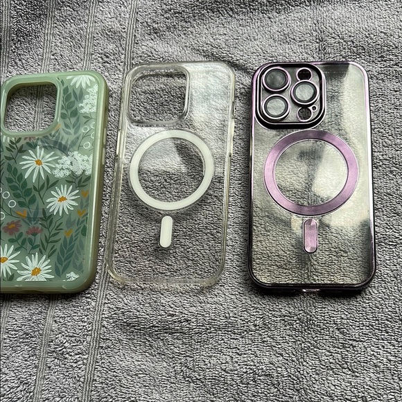 i phone 14 pro Other - I phone 14 pro Floral Green and Clear Phone Case and Purple Case set